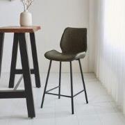 Beau Industriële Barkruk Groen Kunstleer – 62 cm Zithoogte - Zonder Ar...