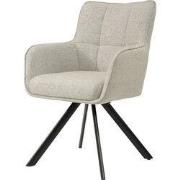 Livingfurn - Eetkamerstoel Tori Sand - Zwart - Set van 2