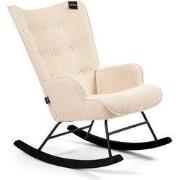 Aemely® Schommelstoel 'Mama' - Beige Teddy, Zwart Hout