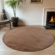 JOY Effen Soft Rond Vloerkleed – 100% Polyester – Anti-Slip - Bruin- 1...