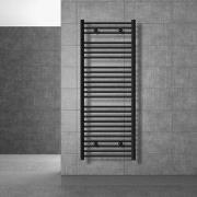 Badkamerradiator Sahara 600x1500 mm zwart mat gebogen met zijaansluiti...