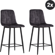 2x Barkruk Jax - Velvet Antraciet (Set van 2)