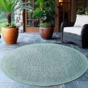 Rond Binnen & Buiten vloerkleed - Riza - Kader Motief - Blauw - 200 cm...