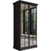 Meubella - Kledingkast Leroy - Zwart eiken - 102 cm - Met spiegel