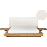 ZEN - Tweepersoonsbed met LED - Lichthout - 160 x 200 cm - Bouclé