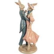 Clayre & Eef Decoratie Beeld Konijn 20x18x47 cm Beige Kunststof