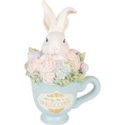 Clayre & Eef Decoratie Beeld Konijn 11x9x16 cm Wit Kunststof