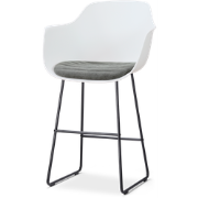 Nino-Liz barkruk wit met zeegrijs zitkussen - zwart onderstel - 75 cm