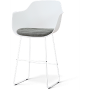 Nino-Liz barkruk wit met zeegrijs zitkussen - wit onderstel - 75 cm