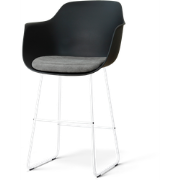 Nino-Liz barkruk zwart met zeegrijs zitkussen - wit onderstel - 75 cm