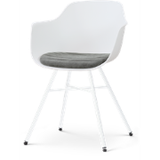 Noa-Liz eetkamerstoel wit met zeegrijs zitkussen - wit onderstel