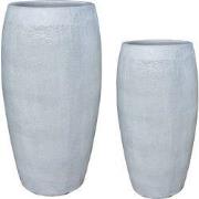 PTMD Rae White High Ceramic Pot Round Set Of 2