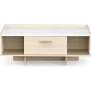 Salontafel met uitschuifbaar blad, eikenfineer en marmer L105,3 cm - M...