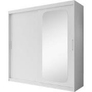 Meubella - Kledingkast Pete - Wit - 200 cm - Met spiegel