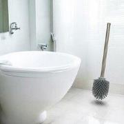 Universele RVS Toiletborstel - Borstel van siliconen  - Grijs