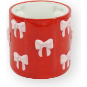 Pot - Flowerpot - Bow - Pink/Red - 12.5x12.5x13cm
