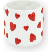 Pot - Flowerpot - Hearts - White/Red - 12.5x12.5x13cm