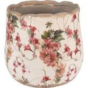 Clayre & Eef Bloempot Ø 18x16 cm Roze Beige Keramiek Bloemen