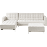 ABERDEEN - Slaapbank met ottomaan - Off-white - Rechtszijdig - Stof
