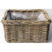 Bloembak Bak Rotan Antique Grijs 30X30H15 cm