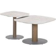 Bosco set van 2 loungetafels - taupe - Fibrestone/aluminium