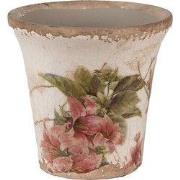 Clayre & Eef Bloempot Ø 9x8 cm Beige Roze Keramiek Bloemen