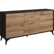 Meubella - Dressoir Dolores - Eiken - Zwart - 154 cm