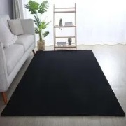 Alberta Laagpolig Fluffy Zwart vloerkleed - - 80 X 250 CM