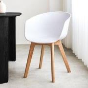 Scandinavische Eetkamerstoel Herning Wit – Kunststof Kuip – Beukenhout...