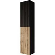 Meubella - Cruzar - Vitrinekast - Zwart/Eiken - 40x30x180 cm