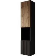 Meubella - Cruzar 2 - Vitrinekast - Zwart/Eiken - 40x30x180 cm