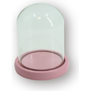 Bell Jar - Glass/Wood - Light Pink - 11x11x15cm