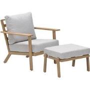 Garden Impressions Ariana loungestoel light teak look incl voetenbank