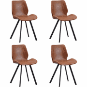 Set van 4 Eetkamerstoelen Industrieel Cognac Kunstleer Barry - Zonder ...