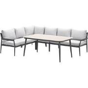 Barcelona lounge-diningset -5-dlg. - c. black -dark grey - valley sand