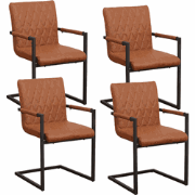 Set van 4 Eetkamerstoelen Ruben Industrieel Cognac - Kunstleer - Met A...