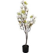 Clayre & Eef Kunstplant Magnolia 20x15x120 cm Wit Kunststof