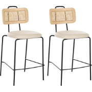 ADELANTO - Set van 2 barstoelen - Lichtbeige - Kunstleer