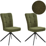 RYAN - Eetkamerstoel set van 2 - Groen - Bouclé