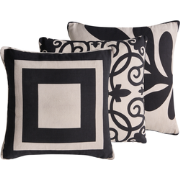 MERBAU - Sierkussen set van 3 - Beige/Zwart - Katoen