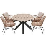 Garden Impressions Lucas tuinset bruin 5-delig - Tulli tuintafel 180x1...