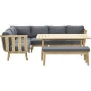 King L/D set 6-dlg acacia white wash/ antraciet