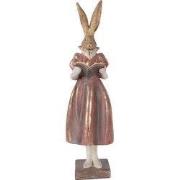 Clayre & Eef Decoratie Beeld Konijn 13x12x47 cm Goudkleurig Kunststof