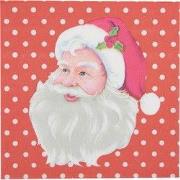 Clayre & Eef Servetten Papier Set van 20 33x33 cm Rood Papier Kerstman