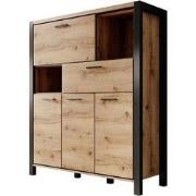 Meubella - Opbergkast Acapulco - Eiken - Zwart - 120 cm