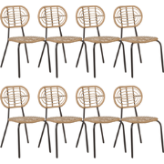 PRATELLO - Tuinstoel set van 8 - Naturel - PE rotan
