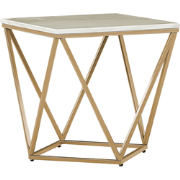 MALIBU - Bijzettafel - Wit/ Beige - MDF