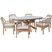 ORISTANO/OLBIA - Tuinset 6-zits - Grijs/Beige/Lichthout - Beton
