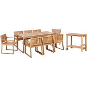 SASSARI II - Tuinset voor 8 met trolley - Lichtbruin - FSC Acaciahout