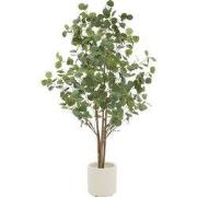 Kunstmatige eucalyptusboom 150 cm kunstplant met natuurlijke houten st...